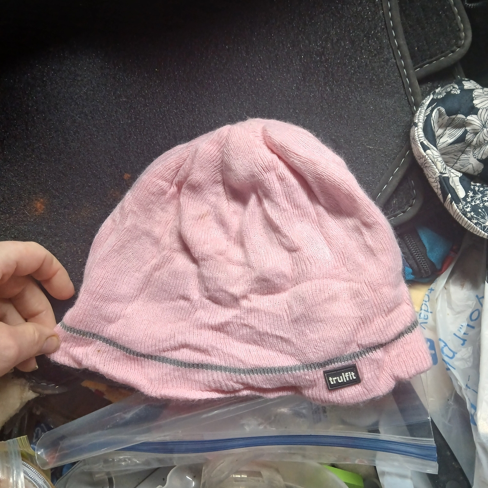 TruFlirt Kids Pink Knit Beanie with Gray Trim